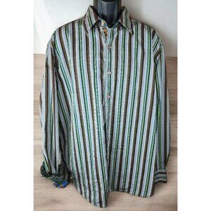 Robert Graham Mens Striped Shirt XL Long Sleeve Button-Up Multi-Color